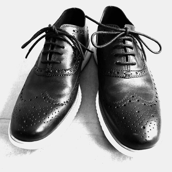 Cole Haan men’s Zero grand Wingtip C31534 Oxford Black Closed Holes Size 10 - Picture 1 of 8